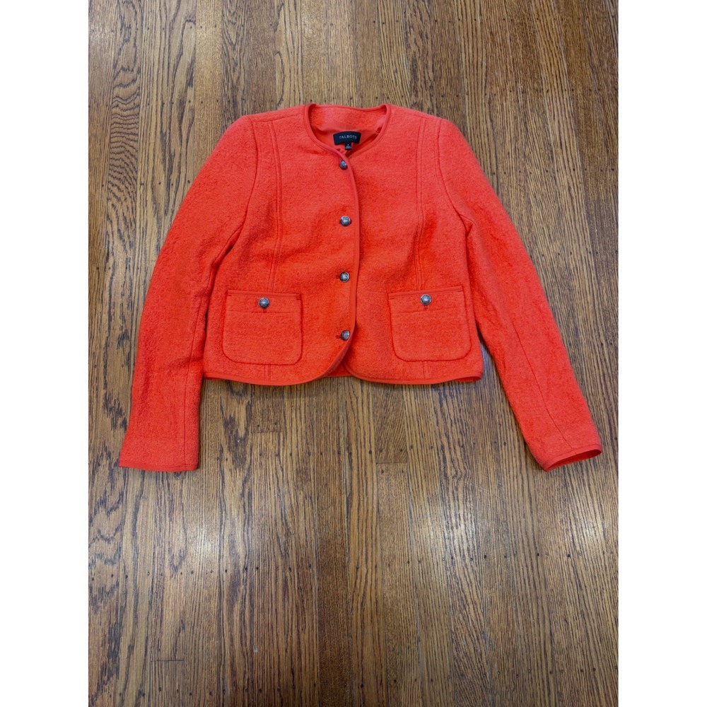 Talbots Berkshire Wool Jacket Size 4 Orange Cropped Blazer Preppy Heritage